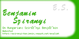 benjamin sziranyi business card